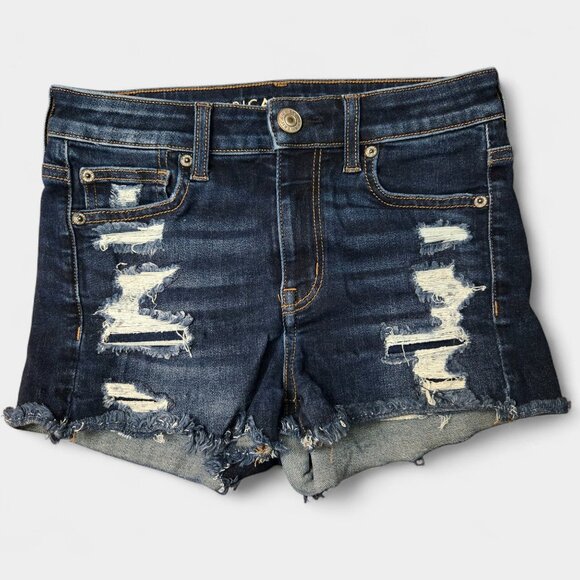 American Eagle Pants - American Eagle Hi-Rise Shortie Distressed Cut Off Denim Shorts 0 Summer Festival